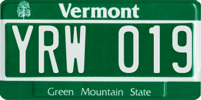 VT license plate YRW019