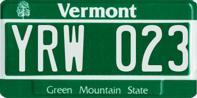VT license plate YRW023