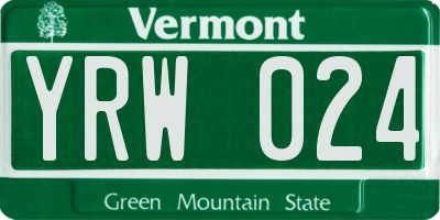 VT license plate YRW024