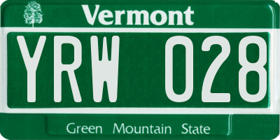 VT license plate YRW028