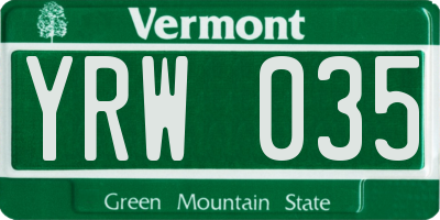 VT license plate YRW035