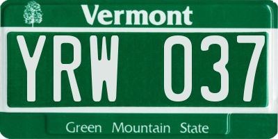 VT license plate YRW037