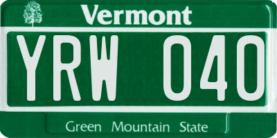 VT license plate YRW040