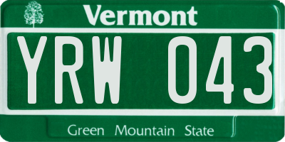 VT license plate YRW043