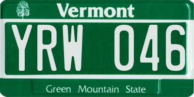 VT license plate YRW046