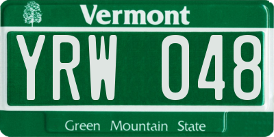 VT license plate YRW048