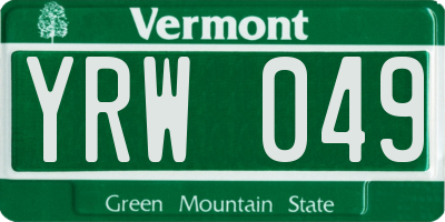 VT license plate YRW049