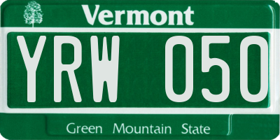 VT license plate YRW050