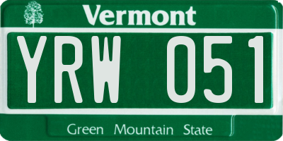 VT license plate YRW051