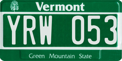 VT license plate YRW053