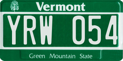 VT license plate YRW054