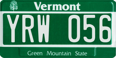 VT license plate YRW056