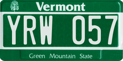 VT license plate YRW057