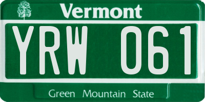 VT license plate YRW061