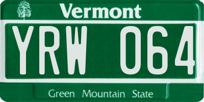 VT license plate YRW064