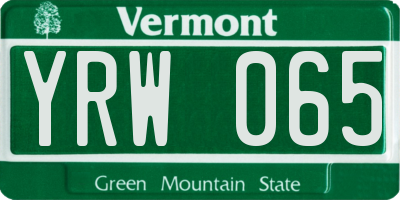 VT license plate YRW065
