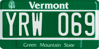 VT license plate YRW069