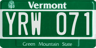 VT license plate YRW071