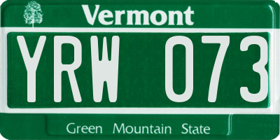 VT license plate YRW073