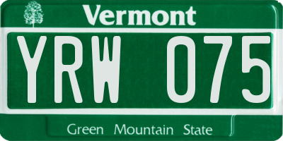 VT license plate YRW075