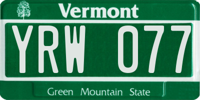 VT license plate YRW077