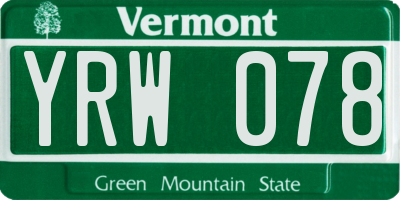 VT license plate YRW078