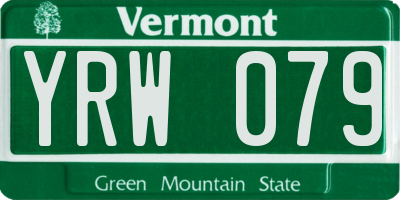 VT license plate YRW079