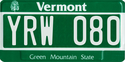 VT license plate YRW080