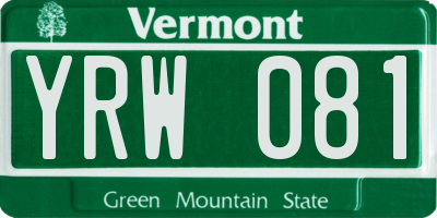VT license plate YRW081