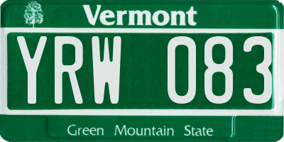 VT license plate YRW083