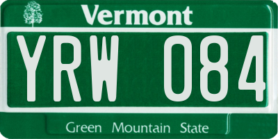 VT license plate YRW084