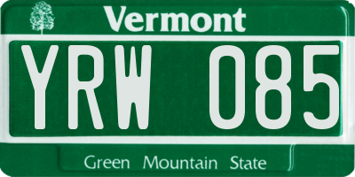 VT license plate YRW085