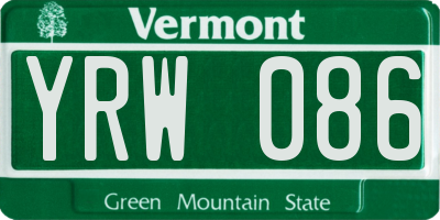 VT license plate YRW086
