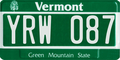 VT license plate YRW087