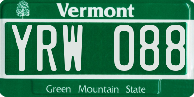 VT license plate YRW088