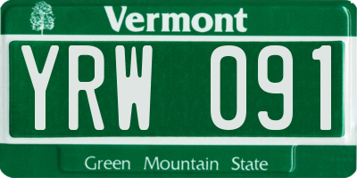 VT license plate YRW091