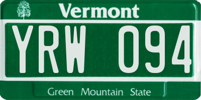 VT license plate YRW094
