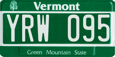 VT license plate YRW095