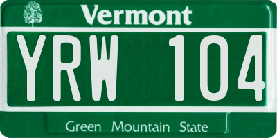 VT license plate YRW104