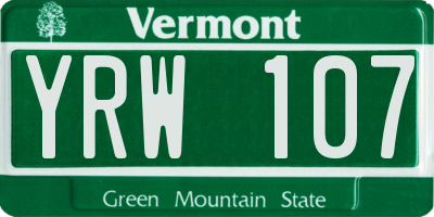 VT license plate YRW107