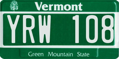 VT license plate YRW108