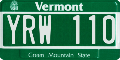 VT license plate YRW110