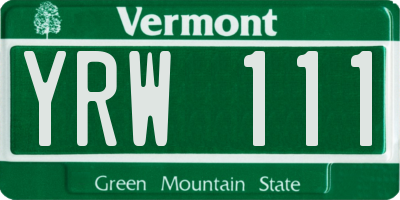 VT license plate YRW111