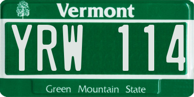 VT license plate YRW114