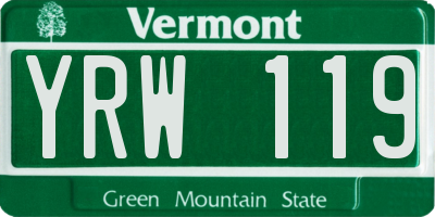 VT license plate YRW119