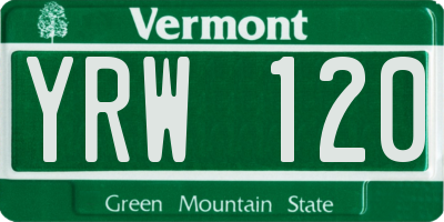 VT license plate YRW120