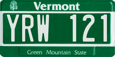 VT license plate YRW121