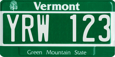 VT license plate YRW123