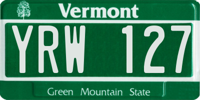 VT license plate YRW127