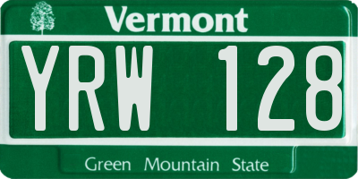 VT license plate YRW128